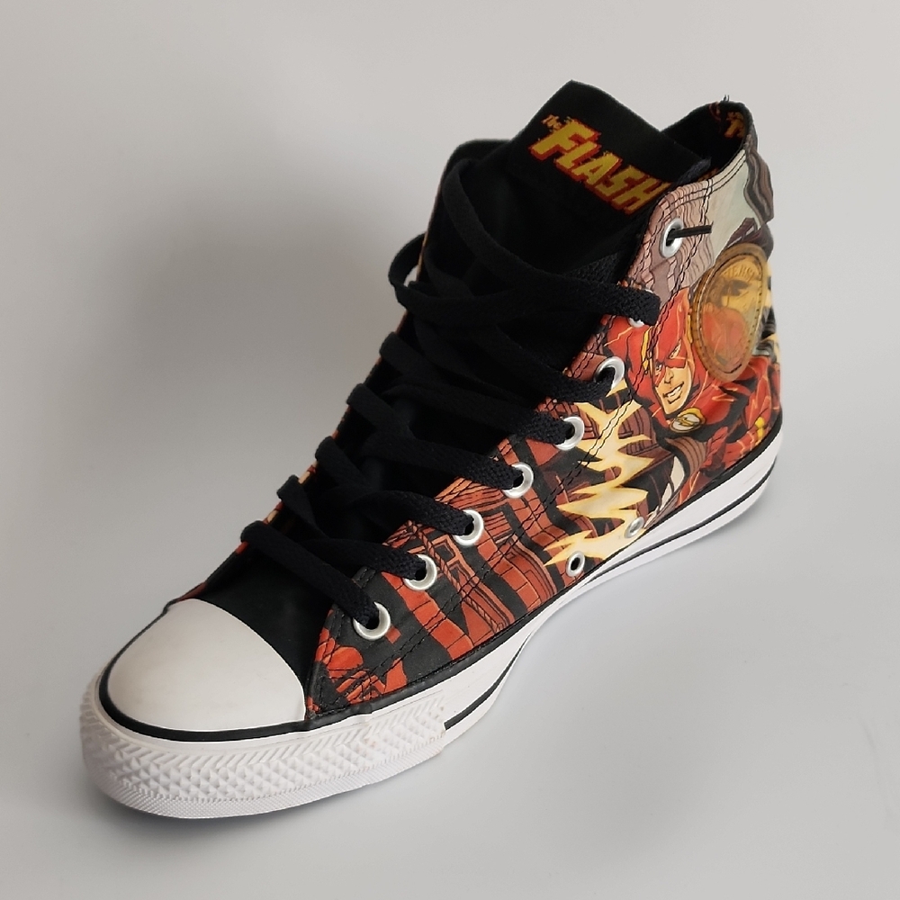 Converse Black and Red High-Top Sneakers Dynamic Design